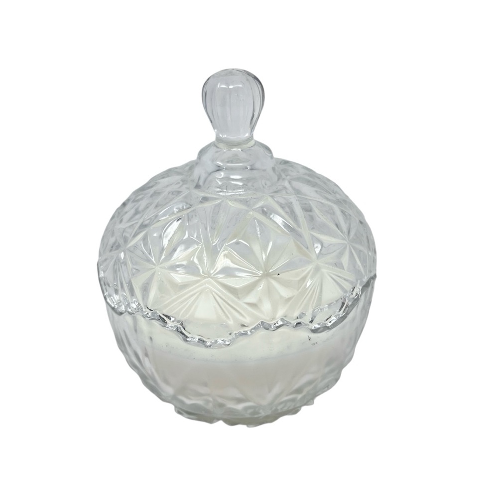 NWT Clear Glass Decorative Jar Candle with Lid Lucid Dreams